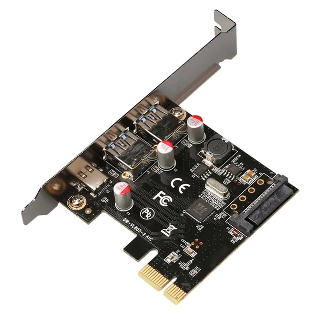 Alt view image 10 of 12 - USB 3.1 Type C PCIe Expansion Card PCI-e to 1 Type C and 2 Type A 3.0 USB Adapter PCI Express Riser card For Desktop VL805 Chips