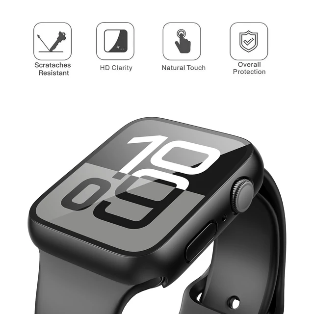 Alt view image 9 of 14 - 2 Pack Tempered Glass Case Compatible for Apple Watch Series 11 (2025) Series 10 46mm, Screen Protector Cover for iWatch, Black