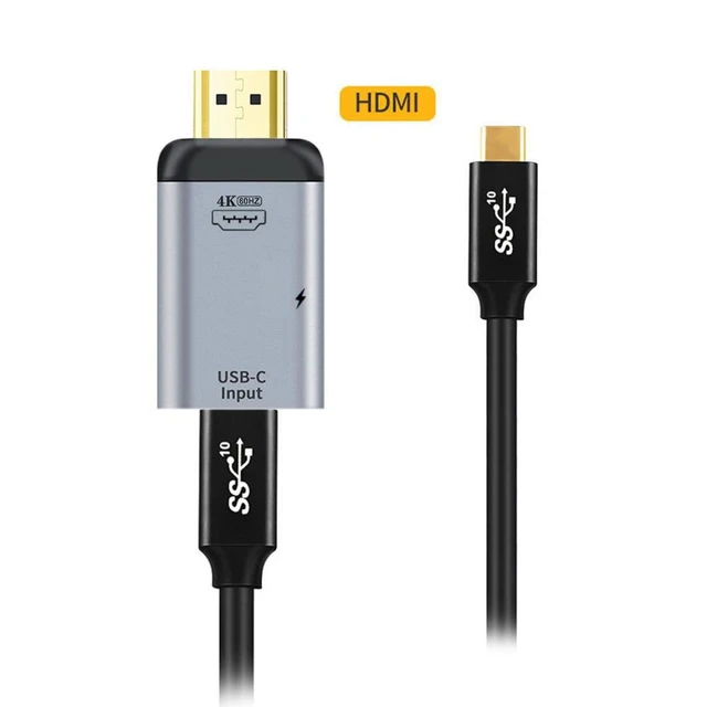 Alt view image 4 of 6 - 100W 10Gbps Cable & USB-C Type C Female Source to HDTV Sink HDTV & PD Power Adapter 4K 60hz 1080p for Phone & Laptop