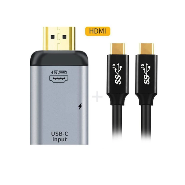 Alt view image 5 of 6 - 100W 10Gbps Cable & USB-C Type C Female Source to HDTV Sink HDTV & PD Power Adapter 4K 60hz 1080p for Phone & Laptop