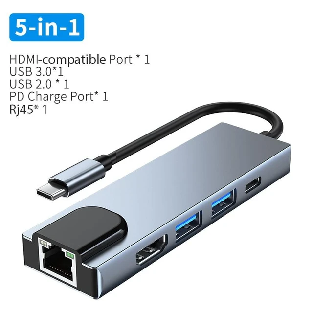 Alt view image 8 of 12 - USB C HUB Type C Splitter To HDMI-compatible 4K Thunderbolt 3 Dock Station Adapter With 1000M RJ45 For Macbook Air M1 iPad Pro (1000M LAN)