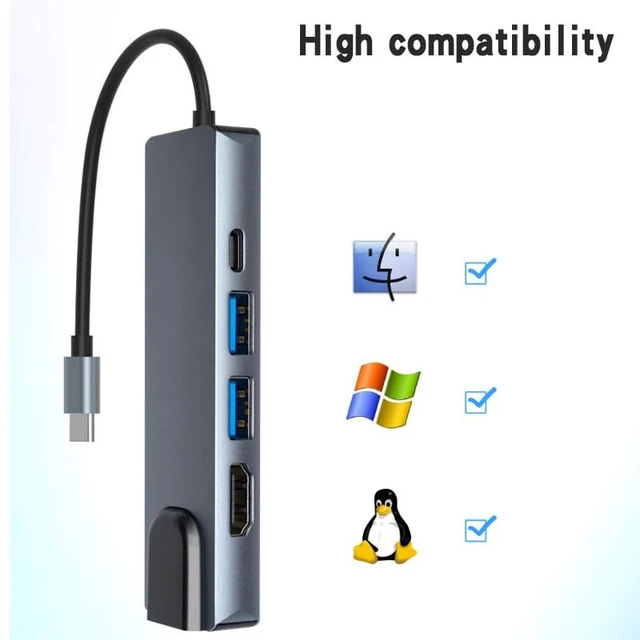 Alt view image 10 of 12 - USB C HUB Type C Splitter To HDMI-compatible 4K Thunderbolt 3 Dock Station Adapter With 1000M RJ45 For Macbook Air M1 iPad Pro (1000M LAN)