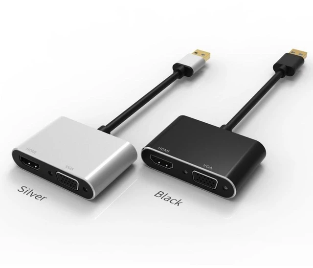 Alt view image 6 of 6 - USB 3.0 To HDMI-compatible VGA 2in1Adapter 4K HD Multi-Display USB To HDMI-compatible Converter for Windows 7/8/10 Mac OS