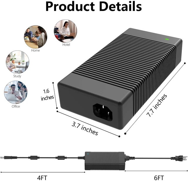 Alt view image 10 of 14 - 330W 16.92A 19.5V LA330PM190 AC Charger for Dell G15 G16 5530 7630 7620 Alienwar Area-51m X51 M18x X17 M17 DA330PM190 DA330PM111 LA330PM160 Gaming Laptop Power Supply Adapter Cord