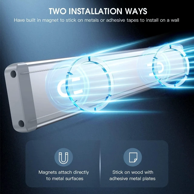 Alt view image 13 of 14 - 10inch Under Cabinet Lighting, 2 Pack Rechargeable Motion Sensor Light Indoor, 5 Levels Dimmable Magnetic Closet Lights, Wireless Under Counter Lights for Kitchen, Stairs