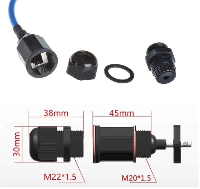 Alt view image 9 of 10 - PENGLIN 2PCS M20 RJ45 Cat6 Waterproof Panel Mount Connector