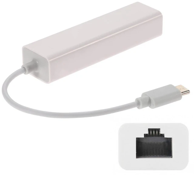 Alt view image 6 of 6 - USB-C Type C Male to 100M Gigabit Ethernet Network LAN Adapter for Laptop PC White