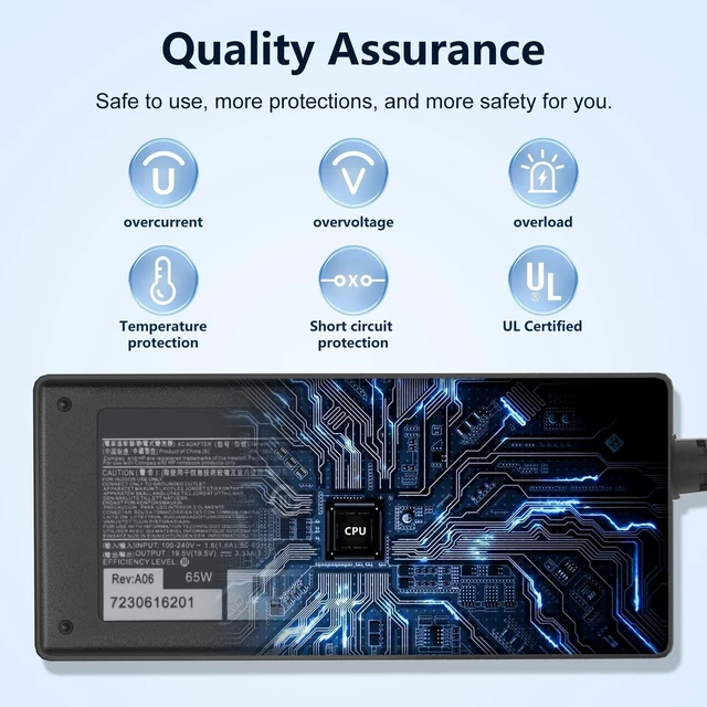 Alt view image 11 of 14 - 65W 45W AC Power Charger Compatible with HP Probook 450 430 440 445 640 650 G1 G2 G3 G4 G5 G6 G7 G8 PPP009A Laptop Power Supply Adapter Cord