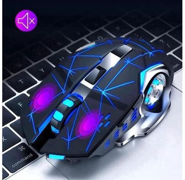Alt view image 7 of 10 - Wireless Silent Gaming Mouse 2.4Ghz 2400 DPI Rechargeable Adjustable 7 Color Backlight Breathing Gamer Mouse Game Mice for PC Laptop