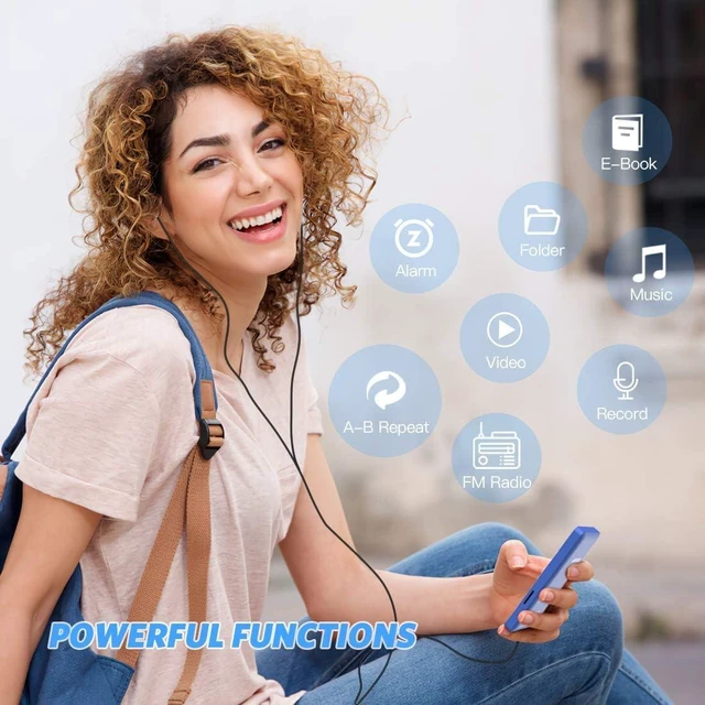 Alt view image 11 of 14 - AGPTEK A02S 16GB MP3 Player, 70 Hours Playback Lossless Sound Music Player, Supports up to 128GB, Dark Blue