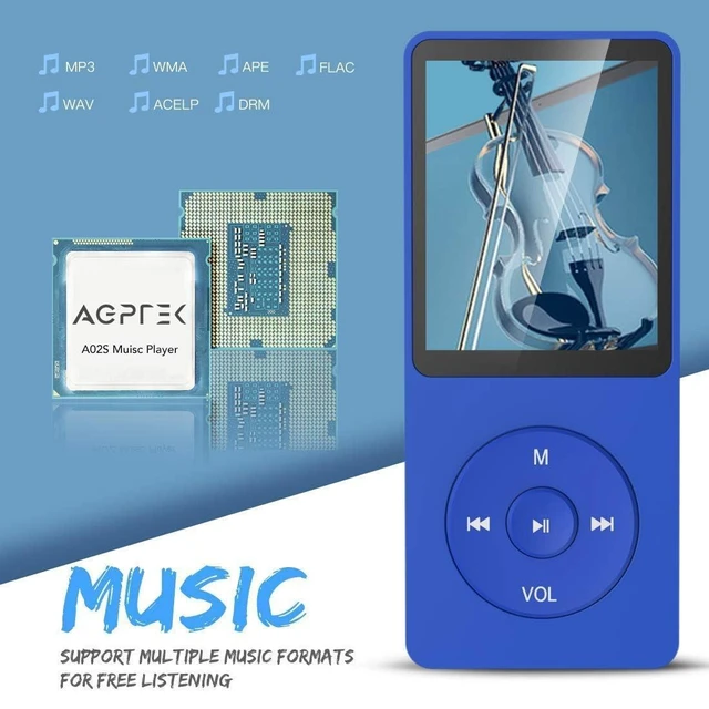 Alt view image 10 of 14 - AGPTEK A02S 16GB MP3 Player, 70 Hours Playback Lossless Sound Music Player, Supports up to 128GB, Dark Blue