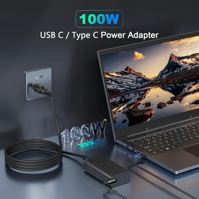 Alt view image 9 of 14 - 100W USB C Laptop Charger for Lenovo Yoga Thinkpad Dell Latitude Inspiron HP Spectre ASUS ROG Chromebook MacBook Acer MSI Computer Watt Compatible with 90W 65W 45W PD 3.0 Type C Laptop Power Supply