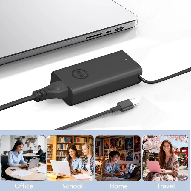 Alt view image 14 of 14 - New 65W USB C Laptop Charger for Dell Laptop Charger,Dell USB C Charger for Dell Latitude 3550 3440 3540 5420 5430 5440 5520 7430 7420 7440,XPS 13 9360,Chromebook 3100 Type C AC Power Adapter Cord