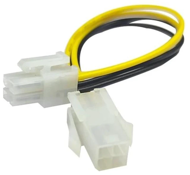 Alt view image 2 of 2 - 20cm 8" inch ATX 4 Pin Male to 4Pin Female PC CPU Power Extension Adapter Cable Cord Connector