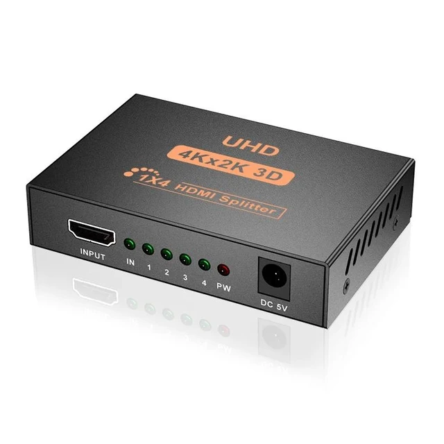 Alt view image 7 of 12 - 4K HDMI Splitter 1 in 4 out HDMI Video Distributor Splitter 1X2 1X4 Splitter 1 in 2 out 1080P Dual Display for HDTV PC Loptop TV(US Plug)
(4K 3D 1X4)