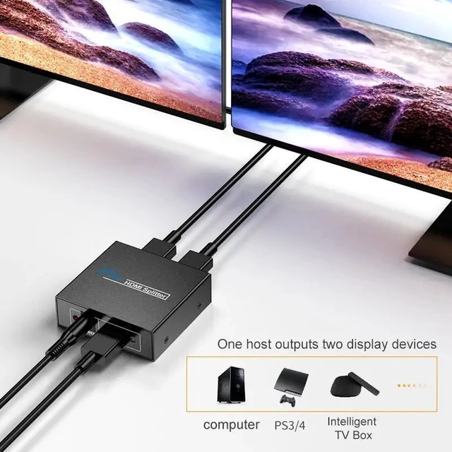 Alt view image 9 of 12 - 4K HDMI Splitter 1 in 4 out HDMI Video Distributor Splitter 1X2 1X4 Splitter 1 in 2 out 1080P Dual Display for HDTV PC Loptop TV(USB Cable)
(1080P 1x2)