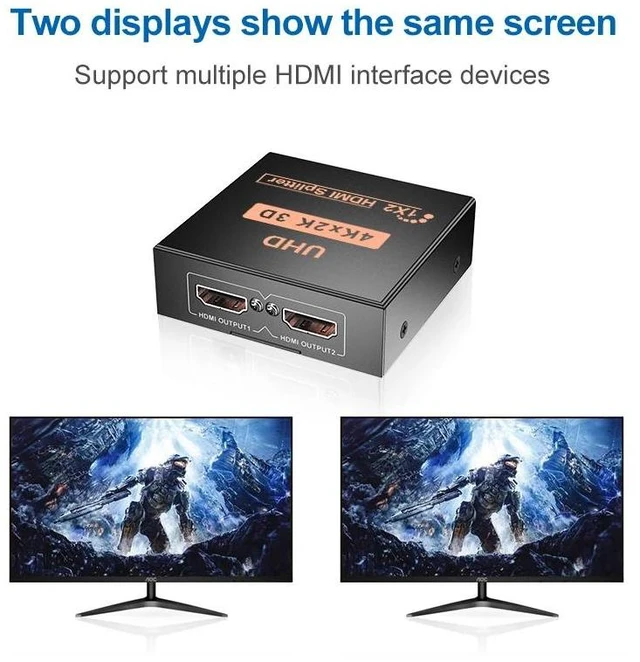 Alt view image 10 of 12 - 4K HDMI Splitter 1 in 4 out HDMI Video Distributor Splitter 1X2 1X4 Splitter 1 in 2 out 1080P Dual Display for HDTV PC Loptop TV(USB Cable)
(1080P 1x2)