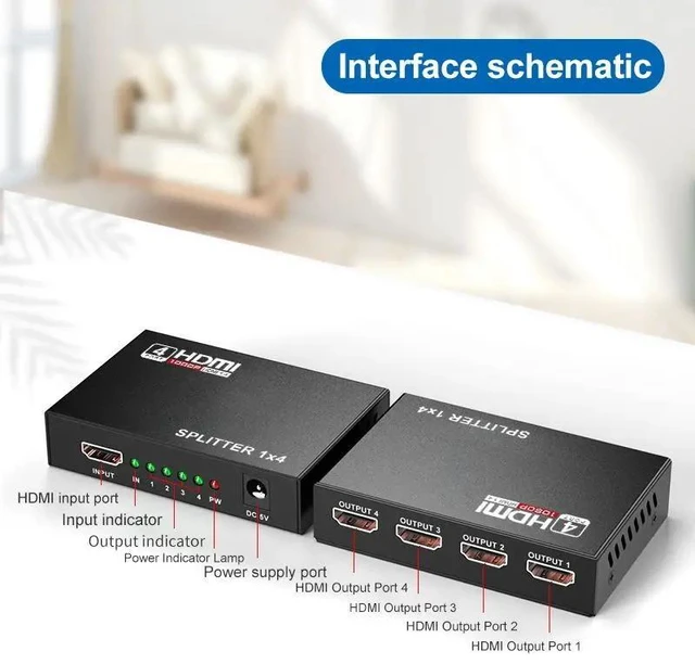 Alt view image 12 of 12 - 4K HDMI Splitter 1 in 4 out HDMI Video Distributor Splitter 1X2 1X4 Splitter 1 in 2 out 1080P Dual Display for HDTV PC Loptop TV(USB Cable)
(1080P 1x2)