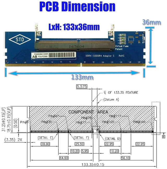 Alt view image 6 of 8 - PC Components Laptop DDR4 SO-DIMM to Desktop DIMM Memory RAM Connector Converter Desktop PC Add on Cards Memory RAM DIMM Adapter