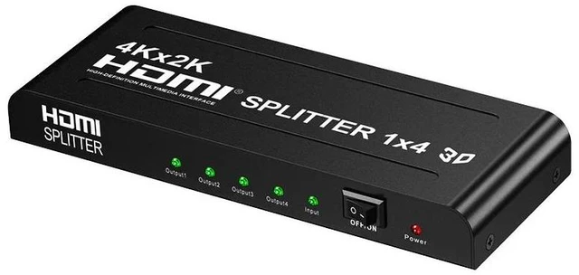 Alt view image 7 of 12 - 4K HDMI Splitter 1 in 4 out 4K 2K 1080P HDMI Video Distributor Splitter 1x4 Video Switch Amplifier for TV PC Laptop Projector(USB Power cable)