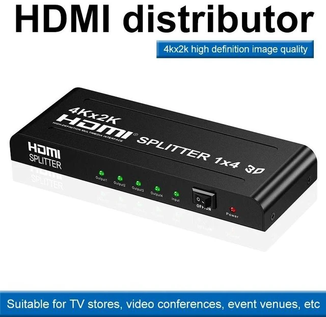 Alt view image 8 of 12 - 4K HDMI Splitter 1 in 4 out 4K 2K 1080P HDMI Video Distributor Splitter 1x4 Video Switch Amplifier for TV PC Laptop Projector(USB Power cable)