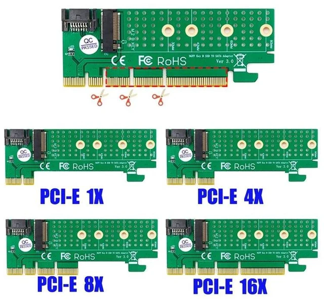 Alt view image 10 of 12 - PCIE SSD Adapter M.2 NGFF SSD to PCI Express 3.0 Raiser B Key Interface Card Suppor 2230 2242 2260 2280 Size m.2 FULL SPEED good