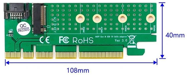 Alt view image 9 of 12 - PCIE SSD Adapter M.2 NGFF SSD to PCI Express 3.0 Raiser B Key Interface Card Suppor 2230 2242 2260 2280 Size m.2 FULL SPEED good