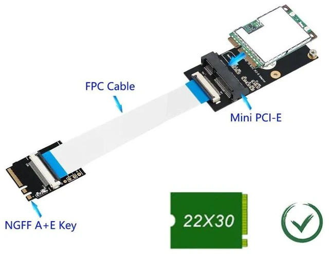 Alt view image 11 of 12 - M.2 NGFF Key A/E/A+E to Mini PCI-E Adapter FPC Cable WiFi Wireless Adpater Supports Half-size Full-size Mini PCI-E Network Card