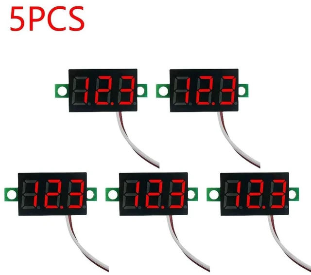 Alt view image 3 of 3 - 0.28 Inch 2 wires DC 5V-30V Mini Digital Voltmeter Voltage Tester Meter LED Screen meter(5PCS Red)