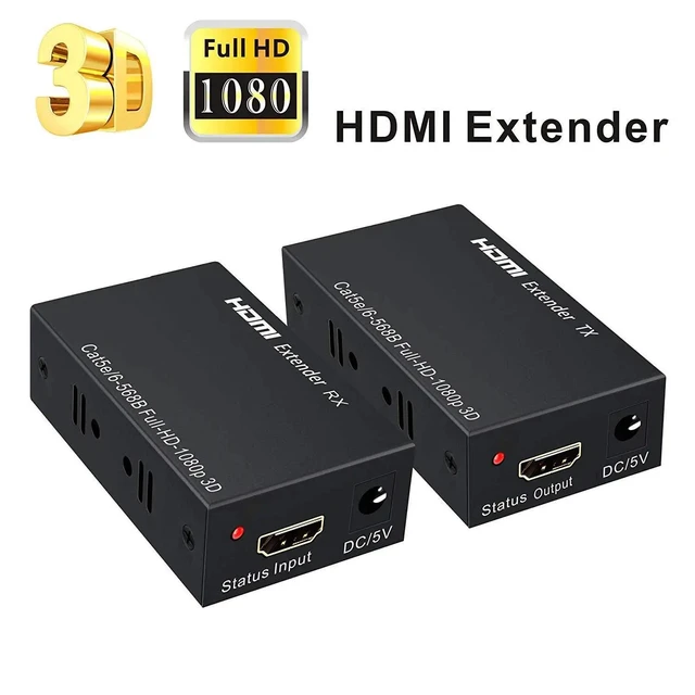 Alt view image 7 of 12 - 1080P HDMI Extender 60M HDMI to RJ45 Network Cable Extender Converter Repeater Over Cat 5e/6 up to 60m for PC HDTV HDPC PS4 STB(US Plug)
