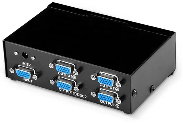 Alt view image 12 of 12 - 4 Port VGA Splitter 1 In 4 Out 1080P VGA Distributor Splitter 1x4 Video Screen Duplication Converter Support 200MHz Bandwidth(US Plug)