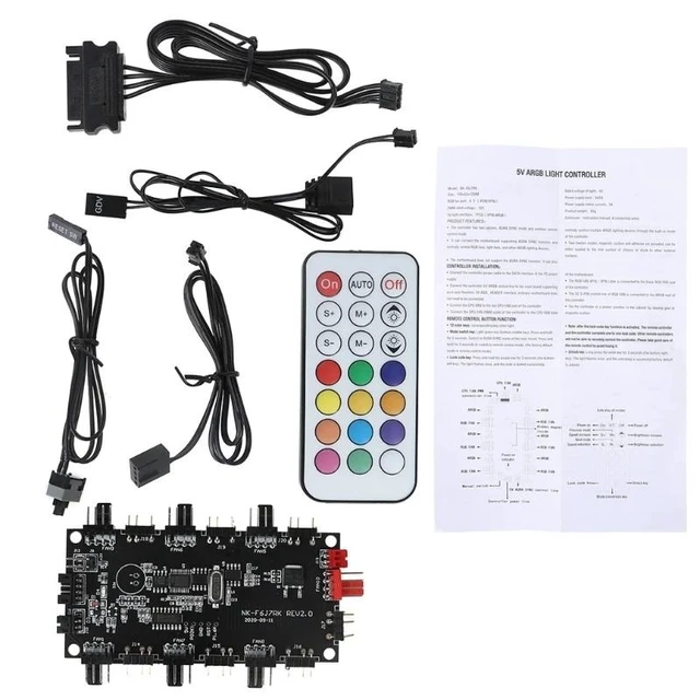 Alt view image 3 of 3 - 5V RGB Remote Controller & PWM Magnetic Hub 8 Ports ARGB RGBW Wireless Remote