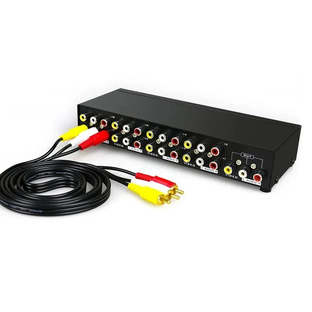 Alt view image 11 of 12 - AV Switch 4x1 2x1 8x1 RCA Switcher 4 in 1 Out Signa Composite Video L/R Stereo Audio Selector Box for DVD STB Game Consoles(8x1)