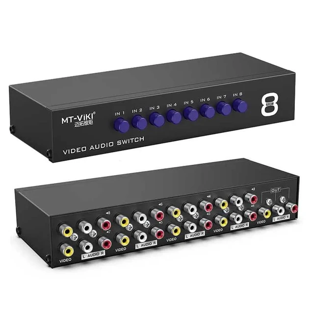 Alt view image 12 of 12 - AV Switch 4x1 2x1 8x1 RCA Switcher 4 in 1 Out Signa Composite Video L/R Stereo Audio Selector Box for DVD STB Game Consoles(8x1)