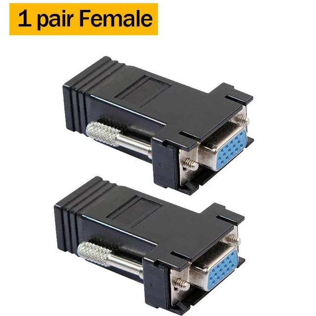 Alt view image 7 of 12 - VGA Extender over Ethernet Cat5e/6 cable 20M VGA to Rj45 Adapter HD VGA 15 Pin Male to LAN RJ45 Female Network Cable Extender(1 pair Female)