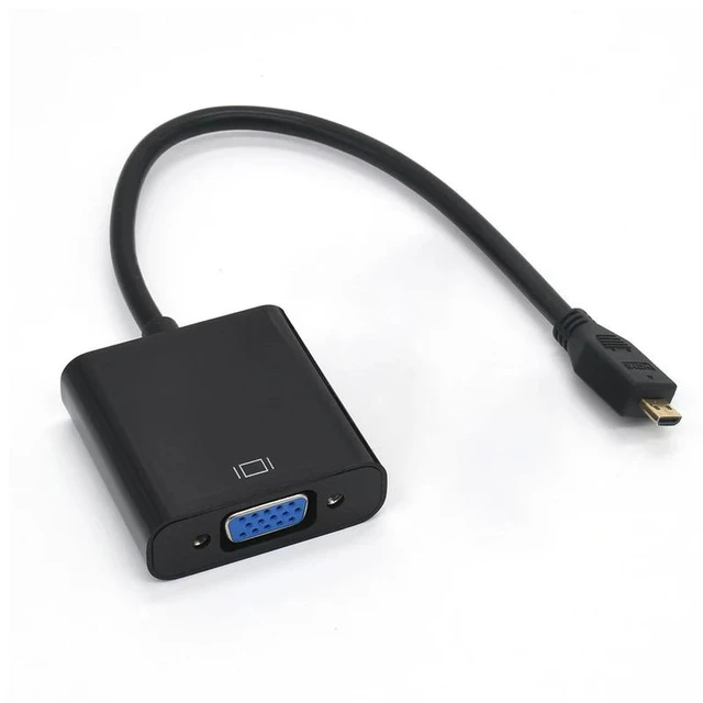 Alt view image 7 of 12 - Micro HDMI Input to VGA Output Connector Micro HDMI to VGA Cable Adapter 1080P for Camera Laptop PC HDTV PS4 Projector TV