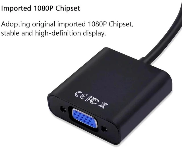 Alt view image 11 of 12 - Micro HDMI Input to VGA Output Connector Micro HDMI to VGA Cable Adapter 1080P for Camera Laptop PC HDTV PS4 Projector TV