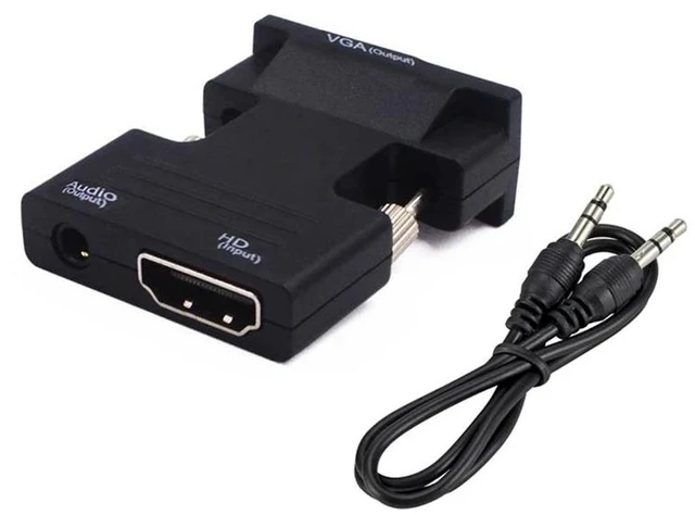 Alt view image 7 of 12 - HDMI-compatible Female to VGA Male Converter 3.5mm Audio Cable Adapter 1080P FHD Video Output for PC Laptop TV Monitor Projector