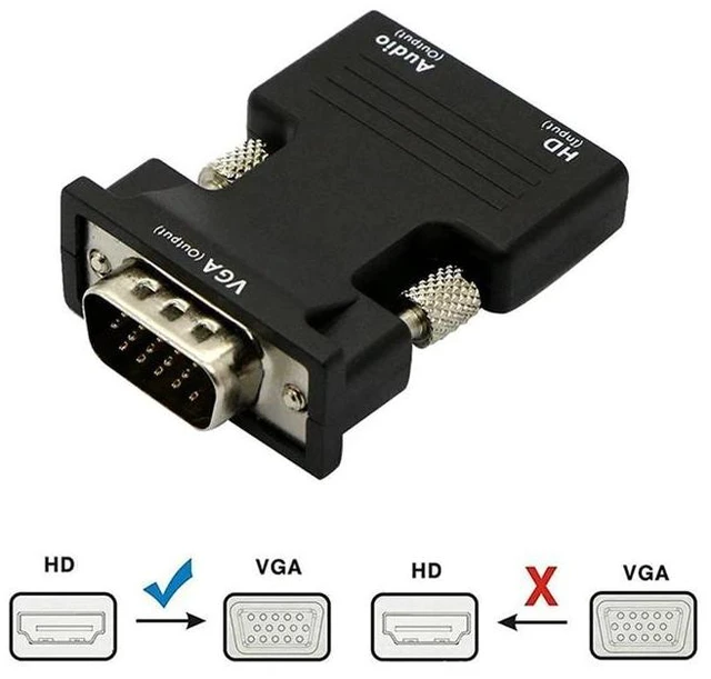 Alt view image 8 of 12 - HDMI-compatible Female to VGA Male Converter 3.5mm Audio Cable Adapter 1080P FHD Video Output for PC Laptop TV Monitor Projector