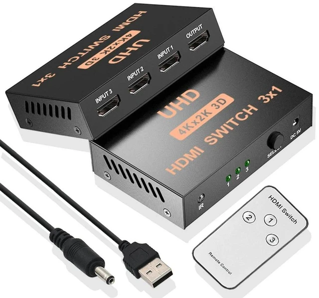 Alt view image 8 of 12 - HDMI Switch 5 in 1 out with IR Remote Control 4Kx2K 5 Port HDMI Switcher Selector Box for Xbox PS4 DVD PC Laptop to Monitor HDTV