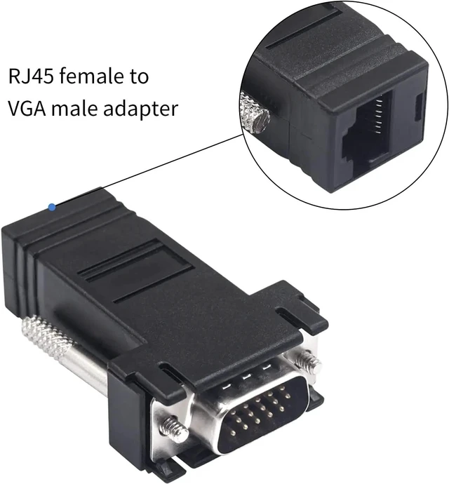 Alt view image 12 of 12 - VGA Extender VGA Male Female to LAN RJ45 CAT5e/6 Ethernet Cable to 20M VGA to Rj45 Video Extender for PC Laptop HDTV Projector(only 1 Female)