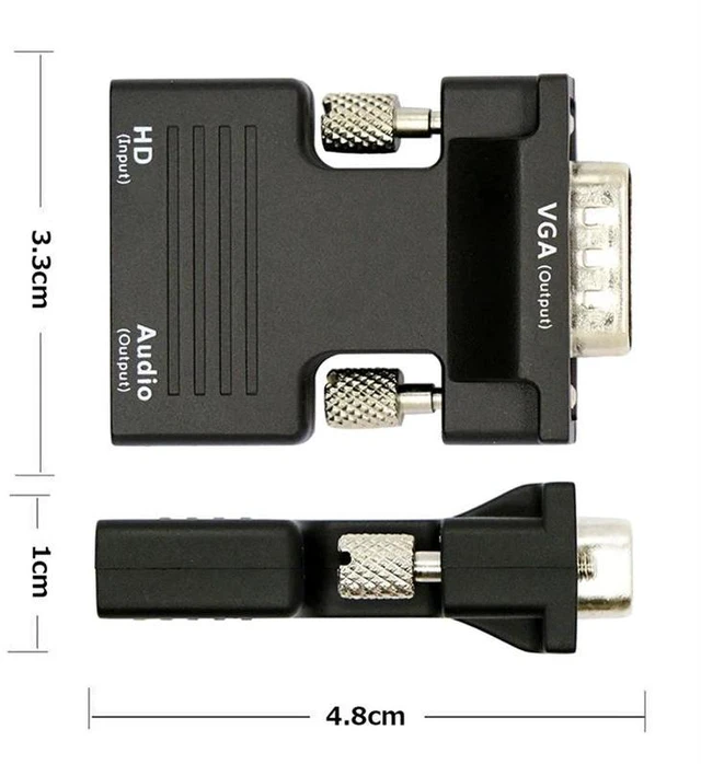 Alt view image 9 of 12 - HDMI-compatible Female to VGA Male Converter 3.5mm Audio Cable Adapter 1080P FHD Video Output for PC Laptop TV Monitor Projector