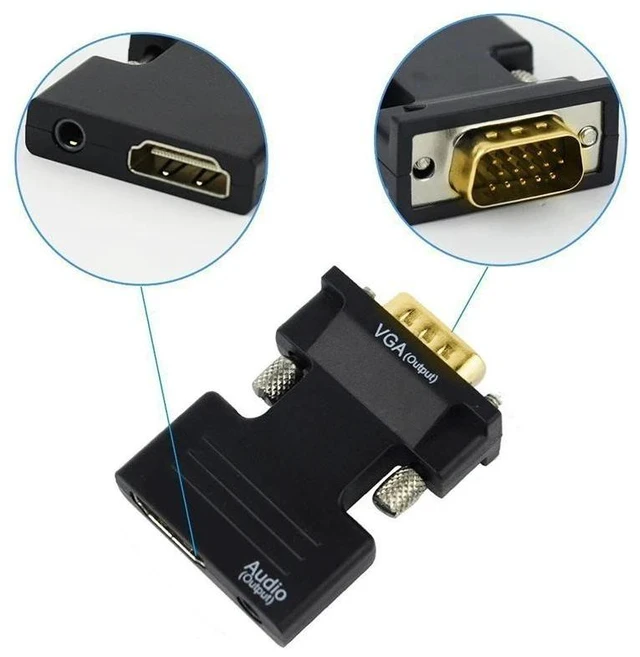 Alt view image 10 of 12 - HDMI-compatible Female to VGA Male Converter 3.5mm Audio Cable Adapter 1080P FHD Video Output for PC Laptop TV Monitor Projector