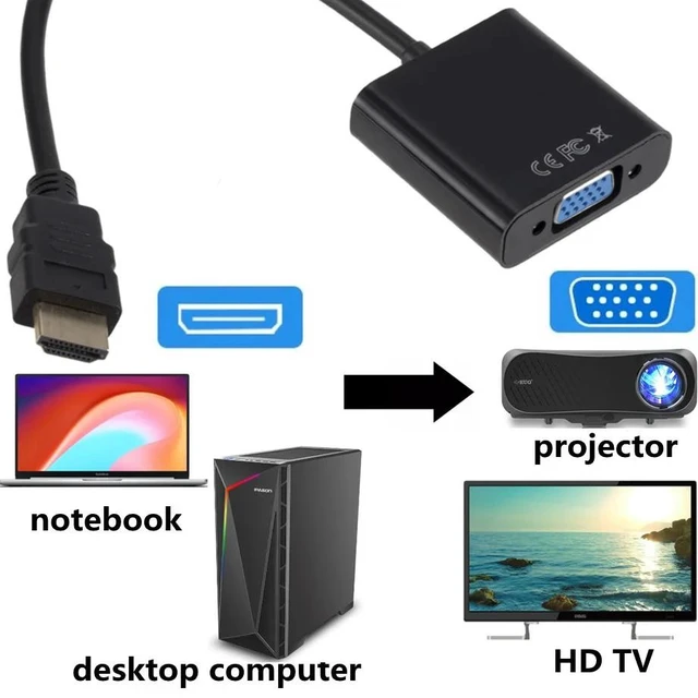 Alt view image 8 of 12 - 1080P HDMI-compatible to VGA Adapter Digital to Analog Converter Cable For Xbox PS4 PC Laptop TV Box to Projector Displayer HDTVBlak