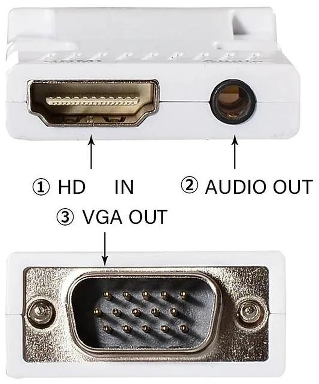Alt view image 12 of 12 - HDMI-compatible Female to VGA Male Converter 3.5mm Audio Cable Adapter 1080P FHD Video Output for PC Laptop TV Monitor Projector