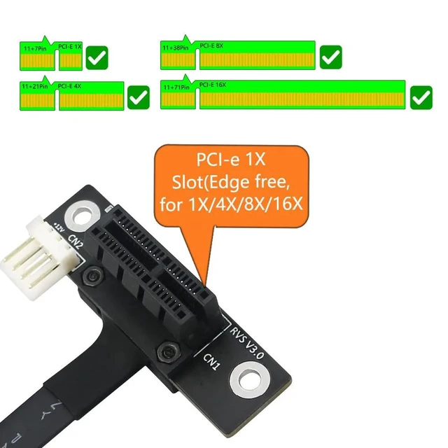 Alt view image 10 of 12 - 270 Degree M.2 NGFF Dual Key A-E To PCI-E 1X Adapter Convert Cable with 4Pin FDD Power Connector Riser for PCI-E Tester Extender