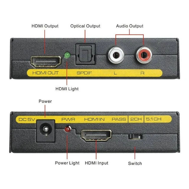 Alt view image 9 of 13 - 1080P HDMI Audio Extractor Converter HDMI to HDMI and Optical TOSLINK SPDIF + 3.5mm Stereo Audio Extractor For PC PS4 TV Box DVD