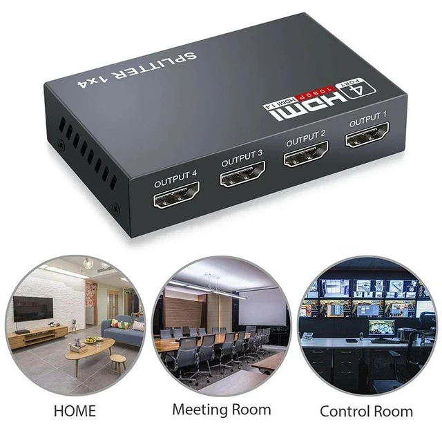Alt view image 11 of 12 - 1x4 HDMI Splitter 1080P HDMI Video Splitter 1 in 4 out HDMI Distributor Amplifier HDMI switcher For PS3/4 HDTV PC Xbox Projector(US Plug)