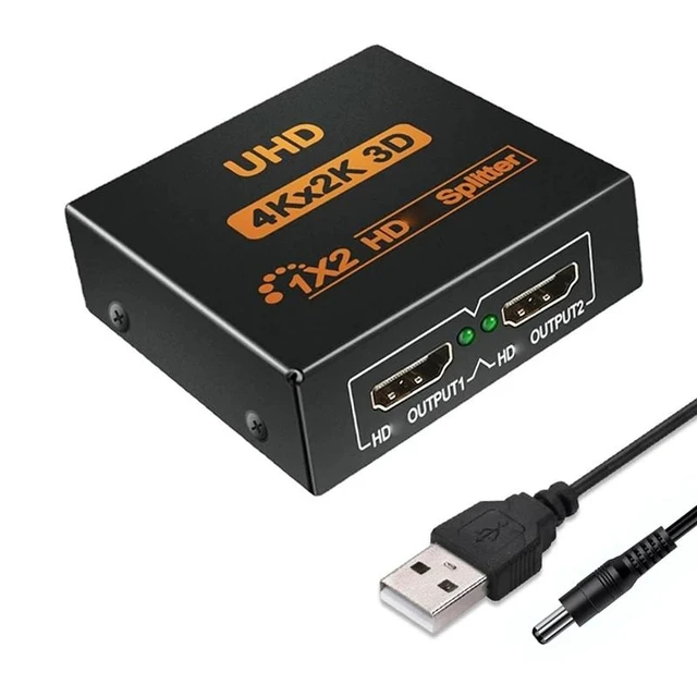 Alt view image 2 of 2 - 1 in 2 out HDMI-compatible Splitter 4K/1080P 1x2 Video Converter HDCP Adapter For PS4 Laptop Display Monitor PC TV Box Projector(4K)