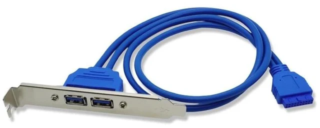 Alt view image 2 of 2 - 2 Ports Motherboard 5Gbps Data Cable High Speed USB 3.0 Back Panel Expansion Bracket to 20-Pin Header Cable For PC USB 2.0(USB 3.0 20Pin)